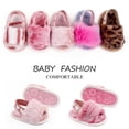 thumbnail image 2 of Baozhu Infant Baby Girls Shoes Warm Fuzzy Plush Slipper Sandals Soft Sole Faux Fur Flats Toddler Prewalker Slipper Elastic Back Strap, 2 of 5