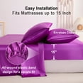 thumbnail image 4 of Luxury Satin California King Sheet Set, Purple 4-Piece, Silky Deep Pocket Fitted Sheet for Hair and Skin, 4 of 8