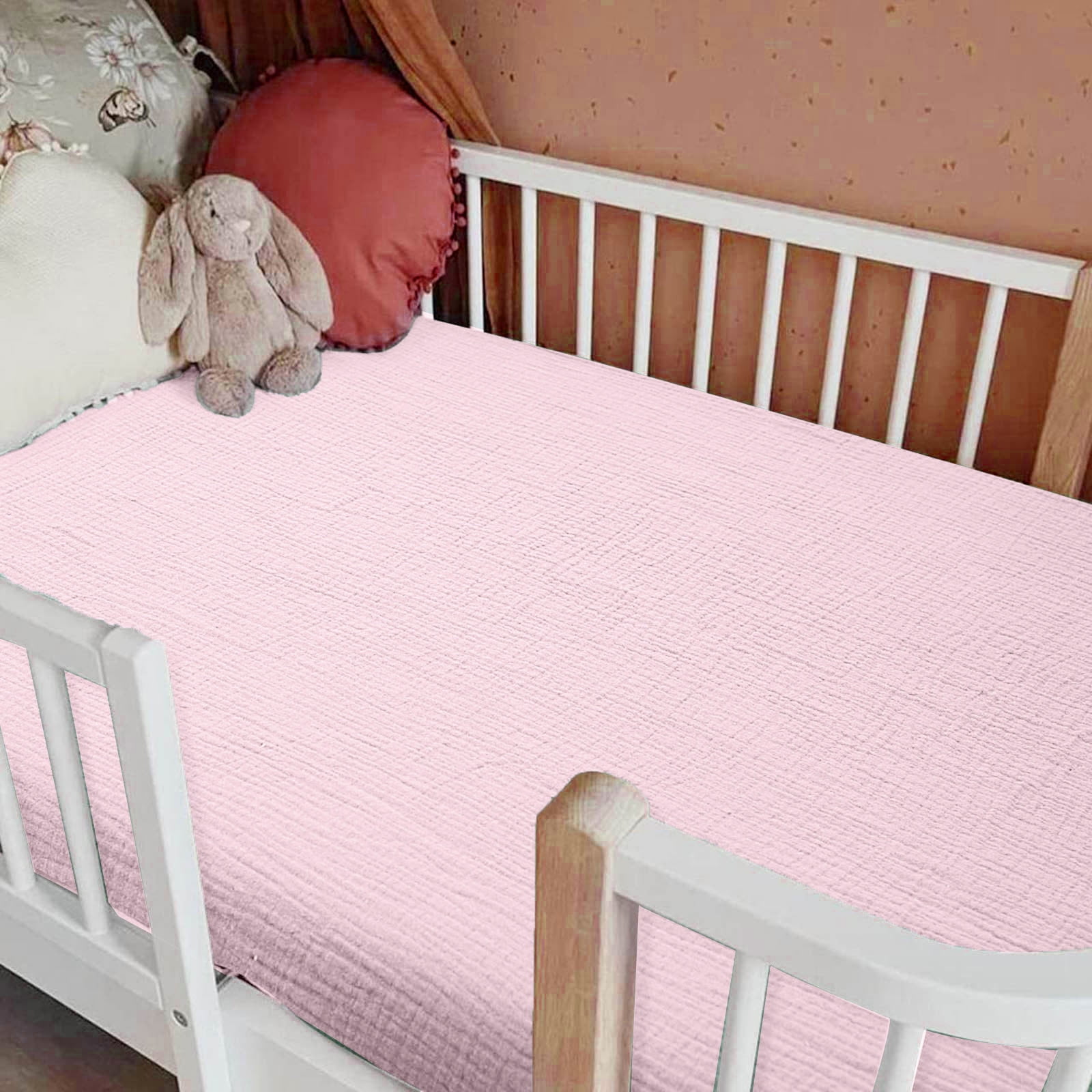 4-Piece Muslin Crib Bedding Set Soft Breathable Mattress Sheets For Nursery