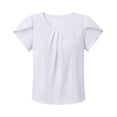 thumbnail image 5 of ClodeEU Women's Round Neck Flutter Short Sleeve Blouse,Solid Color Casual Loose Fit Top White,Women's Plus L, 5 of 5