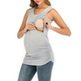 thumbnail image 1 of Woman Round Neck Sleeveless Vest Solid Color Maternity Breastfeeding Clothe Top, 1 of 9