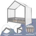 thumbnail image 6 of Euroco House Floor Bed with High Railings, Twin Size Kids' Bed with Canopy, Grey, 6 of 12