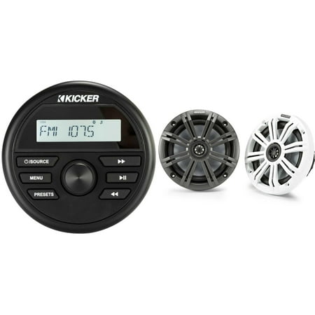 Kicker KMC2 Gauge Mount Marine Grade Receiver & 45KM654 6.5 Marine Speakers bundle