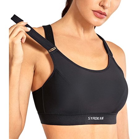 Wirefree Front Adjustable Sports Bras for Women High Impact Full Figure Plus Size Padded Bras