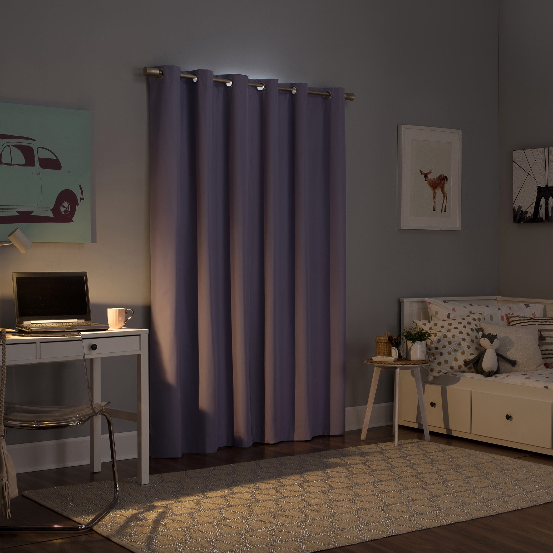Sun Zero Harper Bright Vibes 100% Blackout Grommet Curtain Panel, 40"X96", Lavender, 40"X96", Lavender