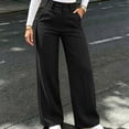 thumbnail image 2 of Afuyipoi Women’s Teacher Pants High-Waisted Wide Leg Trousers Black M, 2 of 9