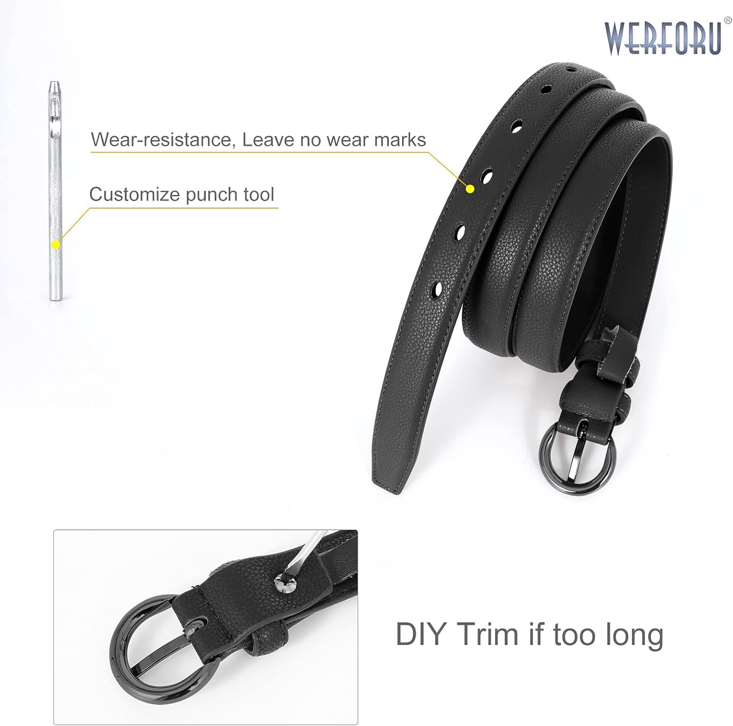 9222 Women’s Belt Skinny Leather Solid Color Pin Buckle Simple Waist For Women Red Faux Leather Skinny Simple Look Belt Silver Square  main image 2