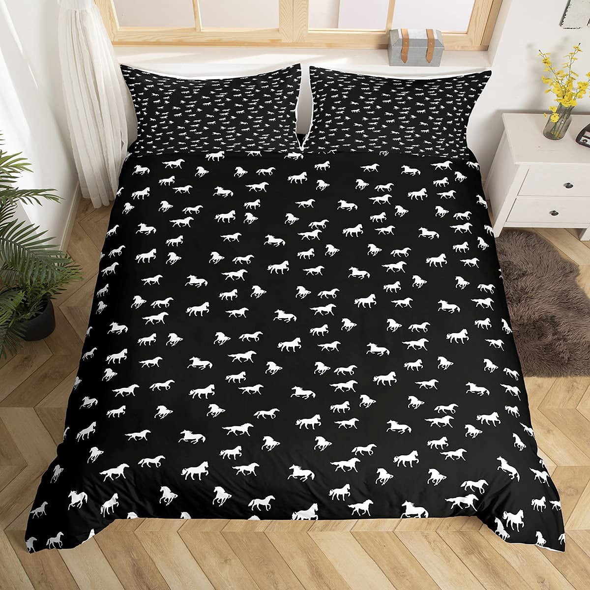 Cat, Twin Cat Kids Duvet Cover Twin Cute Flowers Printed Duvet Comforter Cover with 1 Pillowcase Soft and Lightweight Kids Bedding Set 