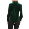 thumbnail image 3 of Camisa de botón de manga larga con cuello de terciopelo vintage para mujeres, otoño invierno, talla XL, verde, 3 of 6