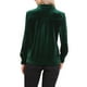 thumbnail image 3 of Camisa de botón de manga larga con cuello de terciopelo vintage para mujeres, otoño invierno, XS, verde, 3 of 6