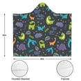 thumbnail image 3 of Wearable Blanket,DarkBlue Cartoon Dinosaurs Text Pattern Hooded Wearable Flannel Blanket for Adults & Teens,Winter Poncho Shawl Wrap Cape Cozy Anti-Pill,50"x60", 3 of 5