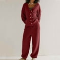 thumbnail image 4 of TrendVibe365 Womens Sweatsuit 2 Piece Set Solid Color Button Down Knit Crewneck Long Sleeve Shirts and High Waist Jogger Sweatpants Fit Workout Outfits Activewear Tracksuit Jogging Suits Sweatsuits, 4 of 8