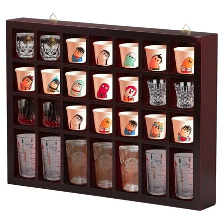 Yaheetech Display Case Wall Cabinet 28 Shot Shadow Box No Door
