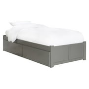 Leo & Lacey Twin Platform Bed with Footboard and 2 Urban Bed Drawers in Gray