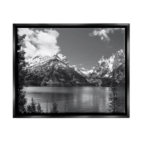 Stupell Industries Nature Pond Landscape Landscape Photography Black Floater Framed Canvas Art Print Wall Art, 21 x 17