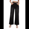 thumbnail image 1 of Pantalones Vaqueros Anchos de Talla Grande para Mujer, Cintura Alta, Adelgazantes, con Múltiples Bolsillos, Rectos, Holgados e Informales. Negro M, 1 of 10