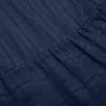 thumbnail image 4 of Qiopertar Women's V-Neck Short Sleeve Midi Dress Pleated Boho Beach Casual Summer Vacation Elastic Waist Pockets Solid Color Dresses, Navy L, 4 of 7