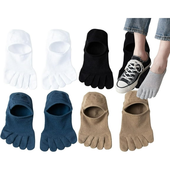 Mens Ankle Toe Socks Five Finger Cotton Cushioned Running Crew Hiking Sock Size 6-9.5