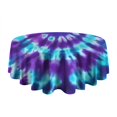 thumbnail image 5 of Purple Blue Tie Dye Spiral Pattern Round Tablecloth 60"x60",Wrinkle Wipeable Table Cloth for Kitchen Dining Room Picnic Patio Party, 5 of 6