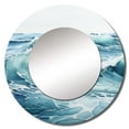 thumbnail image 2 of Designart "Blue Minimalism Tranquil Waters" Nautical & Beach Round Mirror Wall Decor Coastal - Large Teal Round Bathroom Mirror - Round Mirror - 29" x 29", 2 of 6