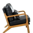 thumbnail image 5 of Aukfa Leather Mid Century Modern Accent Chair w/ Lumbar Pillow&Wood Frame for Living Room, Black, 5 of 9