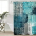 thumbnail image 4 of Turquoise Blue Grey Abstract Shower Curtain - Lightweight Teal Art Painting, Waterproof Fabric, Includes 12 Hooks, 72x72 Inch, Perfect for Modern and Vibrant Bathrooms, 4 of 6