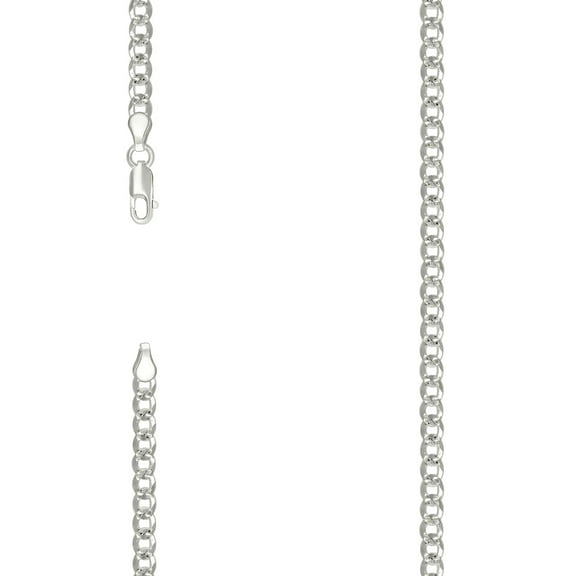 925 Sterling Silver Solid Pave Super Flat Comfort Curb Chain Silver 4.7mm Necklace 22 Inch Chain Necklace for Women and