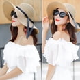thumbnail image 3 of Women's Beach Hat Portable Packable Roll Up Wide Brim Sun Visor UV Protection Floppy Crushable Straw Beach Hat Bonnet Beach Cap Sun Hat for Women Ladies, Black, Khaki, Navy, 3 of 6