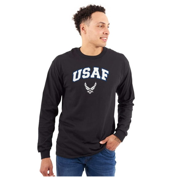 US Air Force USAF Wing Emblem Unisex Plus Size Long Sleeve Tee Shirt Brisco Brands 2X