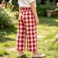 thumbnail image 4 of Zpanxa Girls Buffalo Plaid Wide Leg Pants Elastic Waistband Loose Fit Trendy Casual Trousers with Pockets for School Pants for Girls, 4 of 8