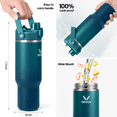 thumbnail image 3 of GEDUX 32oz Stainless Steel Tumbler with Handle and Straw, Vacuum Insulated Water Bottle with 2-in-1 Lid (Chug/Straw) and Silicone Boot，Keeps Drinks Hot and Cold, 3 of 6