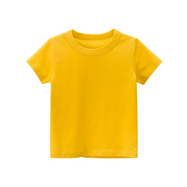 Camiseta lisa para niños, camiseta para niños, camisetas sólidas para niñas, ropa de verano para niños con cuello de manga cortazhangyuxiangYellow+120 zhangyuxiang unisex