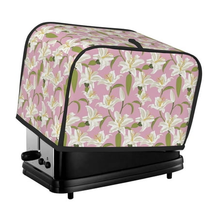 

KLL Lilies Flowers Print 2 Slice Toaster Dust Covers Kitchen Small Appliance Cover with 2 Pockets Can hold Jam Spreader Knife & Toaster Tongs (11.4 x 7.9 x 7.5)