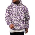 thumbnail image 3 of KLHDSF Men's Vintage Leopard Print Hooded Sweatshirt with Single Pocket Drawstring Hood Ribbed Cuffs Hem Fall Winter Street Athletic Top for Men Purple XXL, 3 of 8