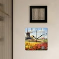 thumbnail image 3 of 12 Inch Wall Clock Battery Operated Square Clock Decorative for Office, Kitchen, Outdoor, Living Room，Traditional Dutch Tulips Lovely, 3 of 4