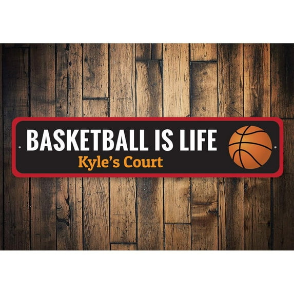 Basketball is Life Novelty Decor, Metal Wall Sign - 4x18 Inches