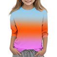 thumbnail image 2 of BLTIBY Children Girls Boys Casual 3/4 Sleeve Sweatshirt Fall Spring Gradient Printed Kids Round Neck Loose Soft Tunic Fashion Pullover Top Blouse 2025 Orange 9-10 Years, 2 of 5