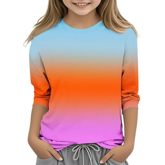 Rohuuque Boys Girls Sweatshirt,Toddler Soft Wear Crewneck Long Sleeve PullOver for Children Fall Clothes Free Size Orange