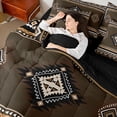 thumbnail image 4 of Manfei Tribal Aztec Boy Girl Bedding Comforter Set 7 Pieces,Bohemian Theme Full Bedding Set Lightweight,Hippie Boho Fitted Sheet Flat Sheet,Luxury Bedroom Decor,Reversible, 4 of 8