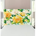 thumbnail image 1 of Rose Headboard, Roses Illustration in Watercolor Painting Effect Ornate Wedding Celebration, Upholstered Decorative Metal Bed Headboard with Memory Foam, Twin Size, Yellow Beige Green, by Ambesonne, 1 of 4