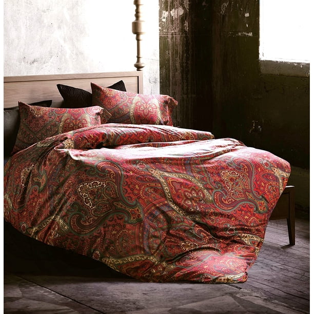Paisley Imprimir funda nórdica de lujo y Shams 3pc Juego de ropa de cama de Bohemia