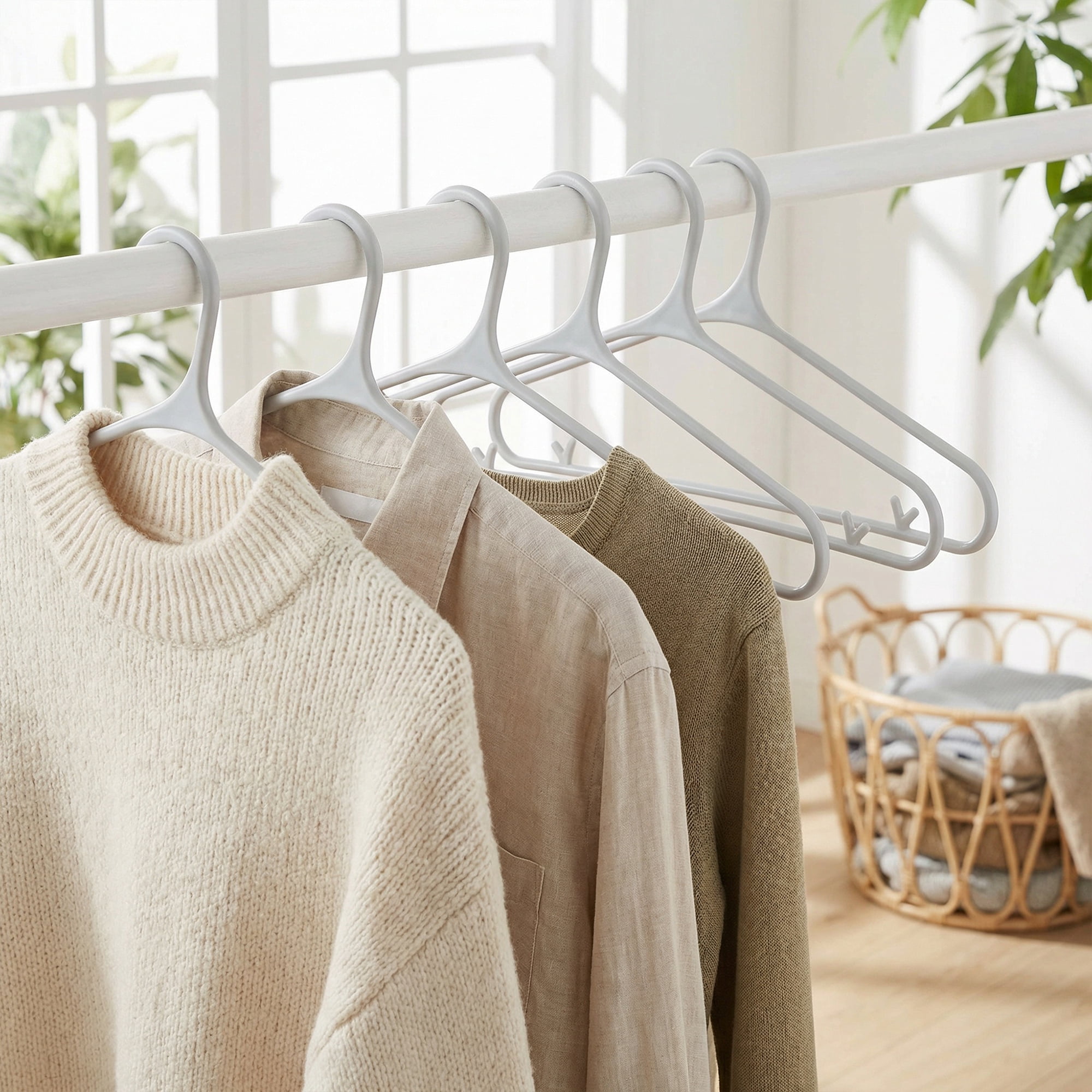 Unique Bargains 10Pcs Plastic Nonslip Hangers With Pinch Clips Light Gray