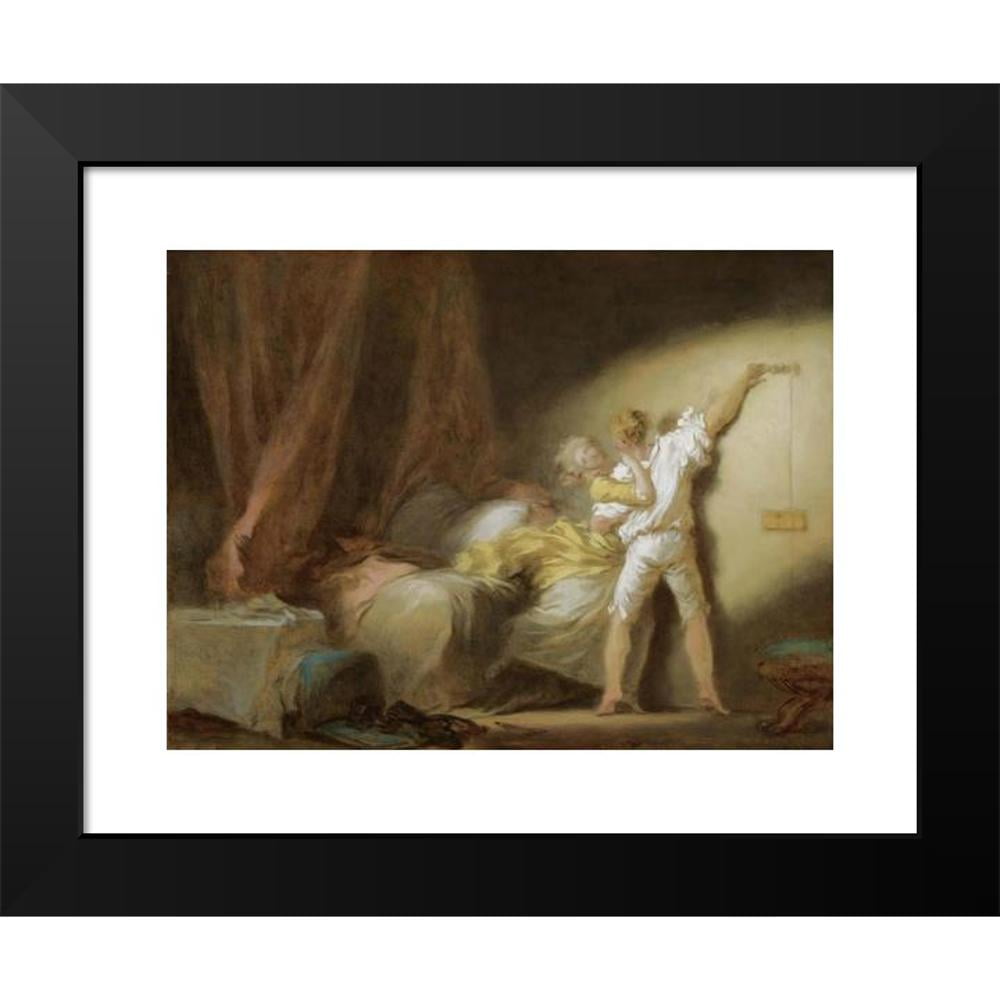 Jean-Honoré Fragonard 14x11 Black Modern Framed Museum Art Print Titled - The Lock (The Bolt) (circa 1770)