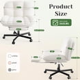 thumbnail image 2 of Cross Legged Office Chair with Foot Rest, 6.3" Thick Cushioned Criss Cross Chair with Wheels, Height Adjustable Swivel Vanity Chair for All-Day Comfort (White), 2 of 9