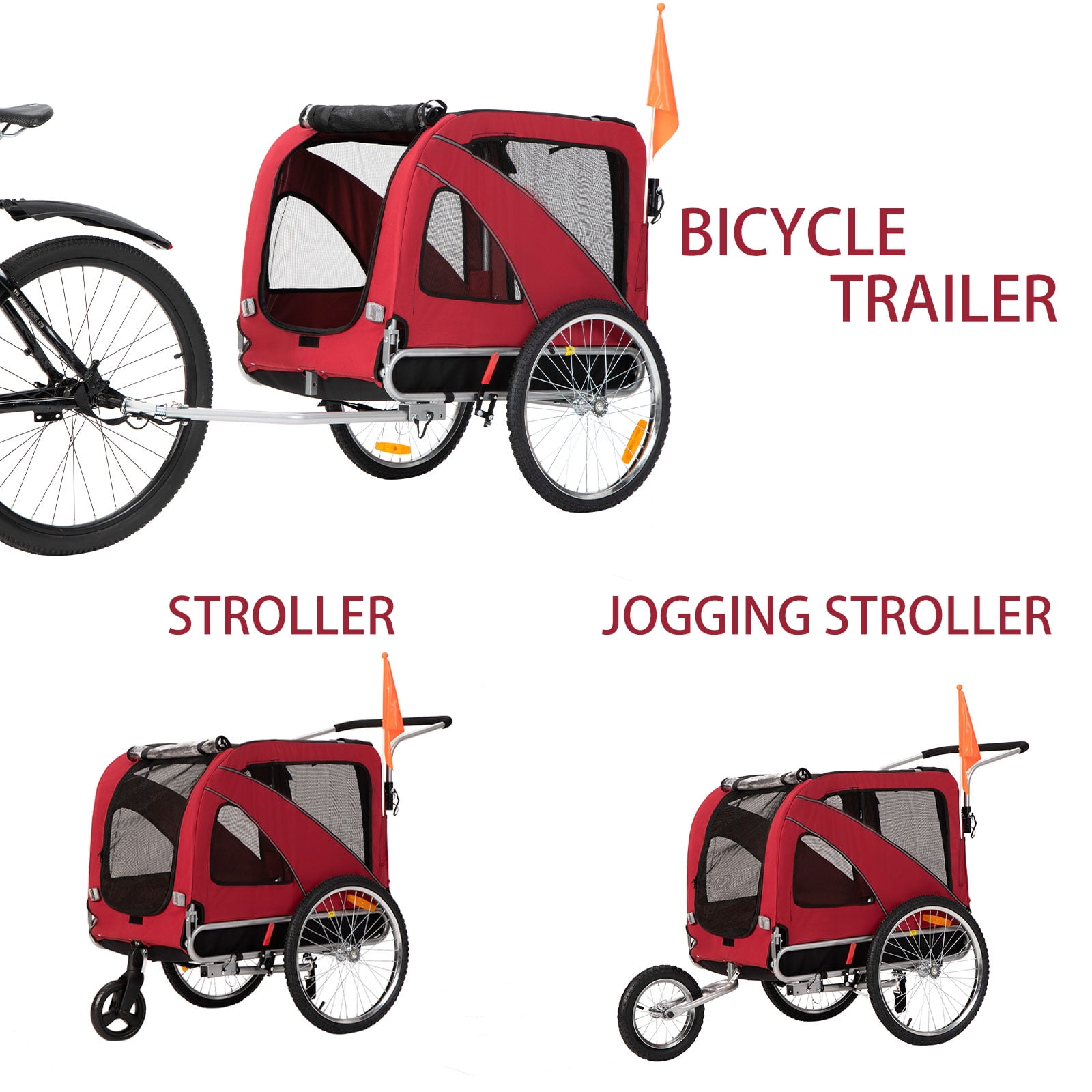 MOJAY 3in1 Dog Bicycle Trailer, Dog Stroller, and Dog Jogging