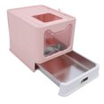 thumbnail image 1 of Enclosed Litter Box with Lid and Scoop, Foldable Cat Litter Box for Cats Up to 33lbs, Covered Kitty Litter Box, Front Entry Top Exit Cat Box, Stainless Steel Drawer Easy to Clean, 1 of 7