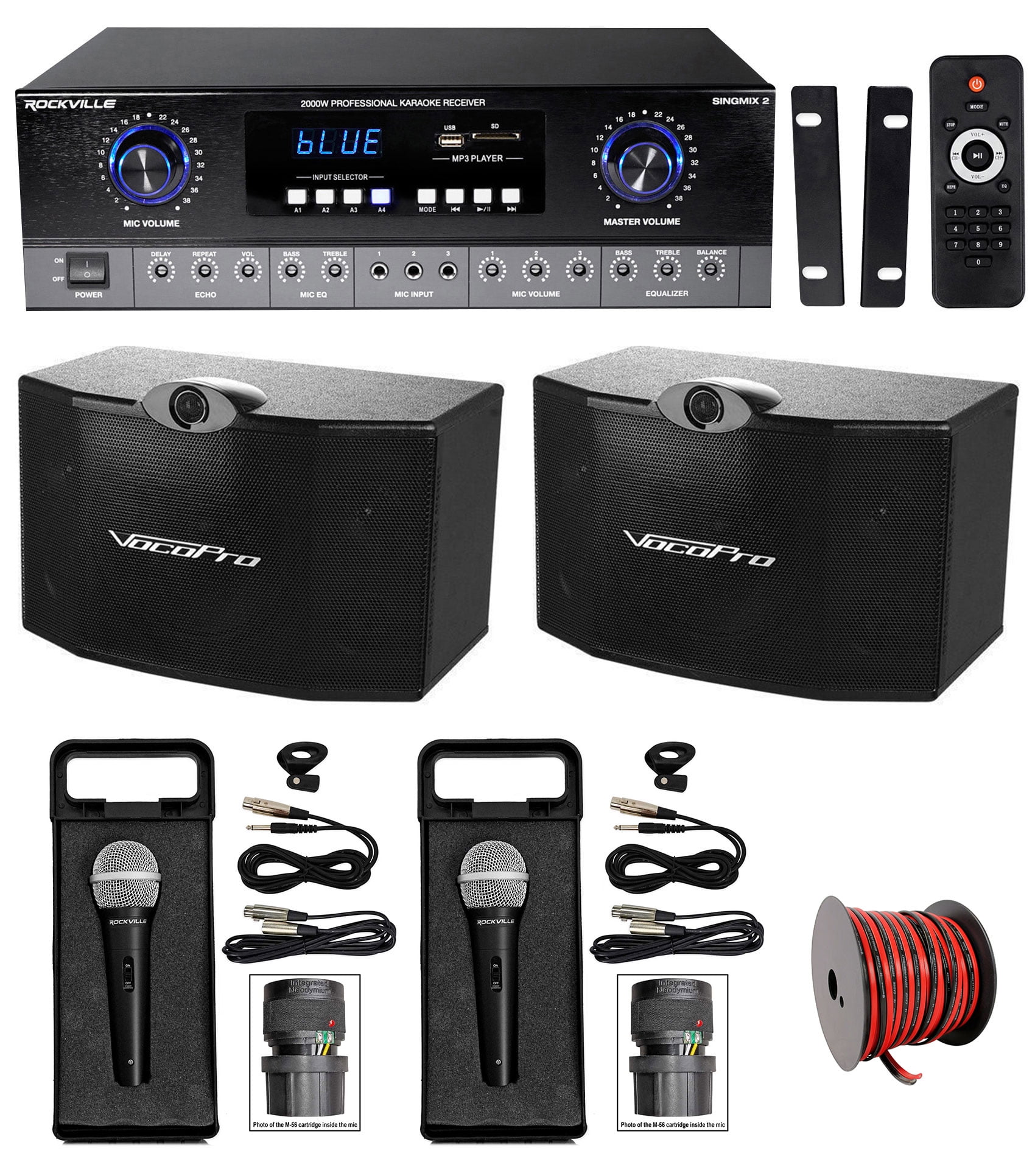 Rockville SingMix 2 Rack Mount 2000w Karaoke Amplifier/Mic Mixer+Bluetooth/Echo