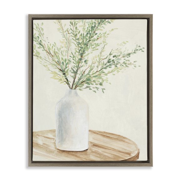 Stupell Industries Tranquil Botanical Still Life Botanical & Floral Painting Brown Floater Framed Canvas Art Print Wall Art, 25 x 31