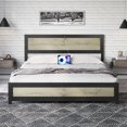 thumbnail image 2 of DSstyles Full Size Bed Frame with Headboard, Industrial Platform Bed Frame with Charging Station, No Box Spring Required, Easy to Assemble, Wooden Mattress Base, Gray, 2 of 9