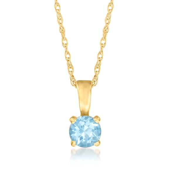Pure Collection by Ross-Simons 0.22 Carat Swiss Blue Topaz Pendant Necklace in 14kt Yellow Gold, Women's, Adult